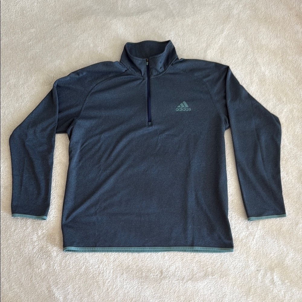 Adidas Climalite Heather Blue / Teal Quarter-Zip Pullover